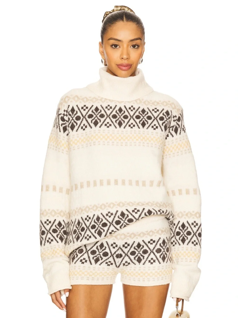 NWT More To Come x Revolve Kelsey Fairisle Sweater in Ivory Multi